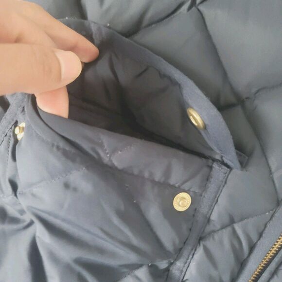 J. Crew Womens Down Filled Quilted Puffer Vest Jacket Size M Navy Blue - Picture 8 of 12